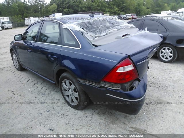 1FAHP24127G161180 - 2007 FORD FIVE HUNDRED SEL BLUE photo 3