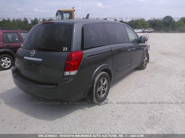 5N1BV28U99N108612 - 2009 NISSAN QUEST S/SE/SL GRAY photo 4