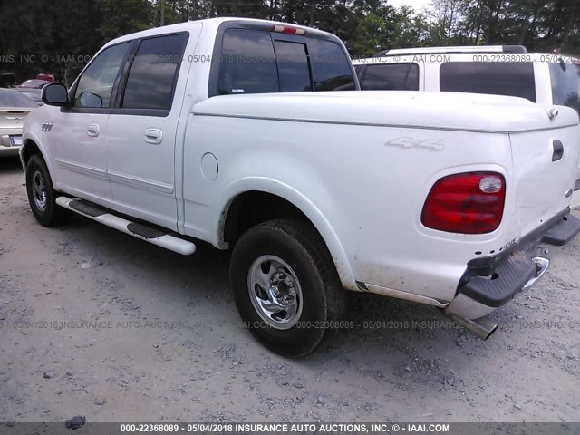 1FTRW08W31KD79015 - 2001 FORD F150 SUPERCREW WHITE photo 3