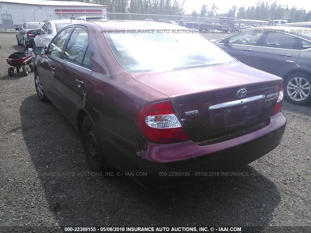 4T1BE32K62U112755 - 2002 TOYOTA CAMRY LE/XLE/SE ბურგუნდია ფოტო 3