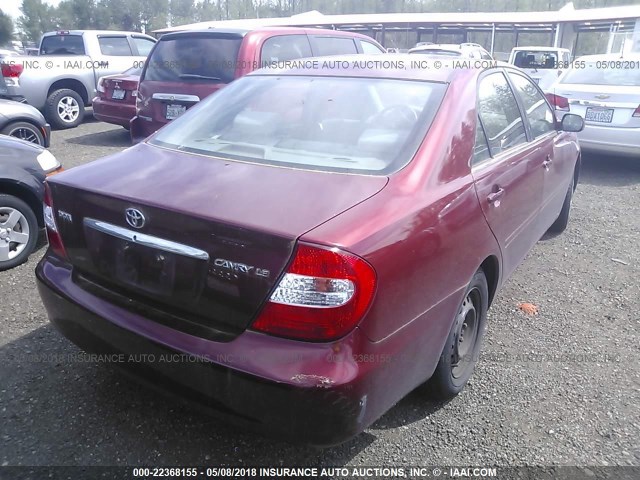 4T1BE32K62U112755 - 2002 TOYOTA CAMRY LE/XLE/SE ბურგუნდია ფოტო 4