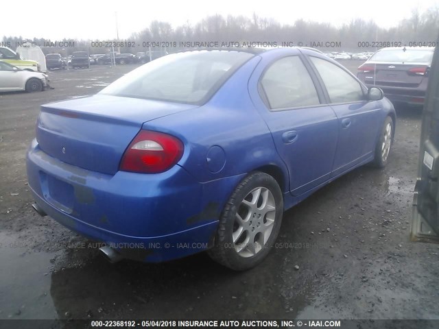 1B3ES66S14D622098 - 2004 DODGE NEON SRT-4 BLUE photo 4