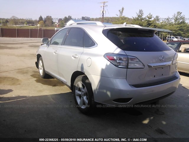 2T2BK1BA2CC138479 - 2012 LEXUS RX 350 SILVER photo 3