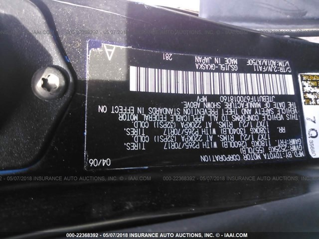 JTEBU11F670018160 - 2007 TOYOTA FJ CRUISER BLACK photo 9