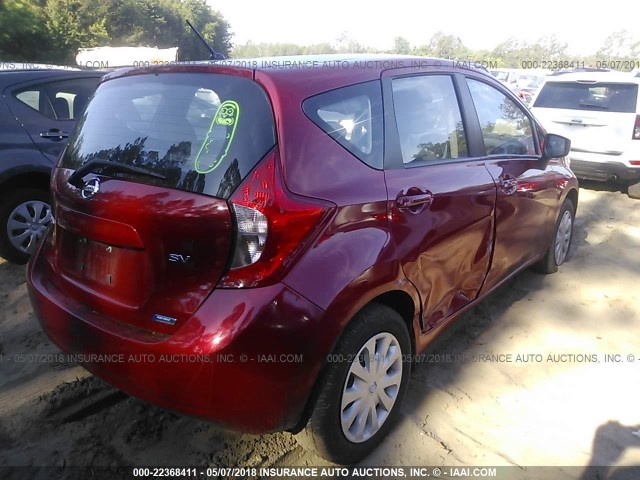 3N1CE2CP4FL393602 - 2015 NISSAN VERSA NOTE S/S PLUS/SV/SL/SR RED photo 4