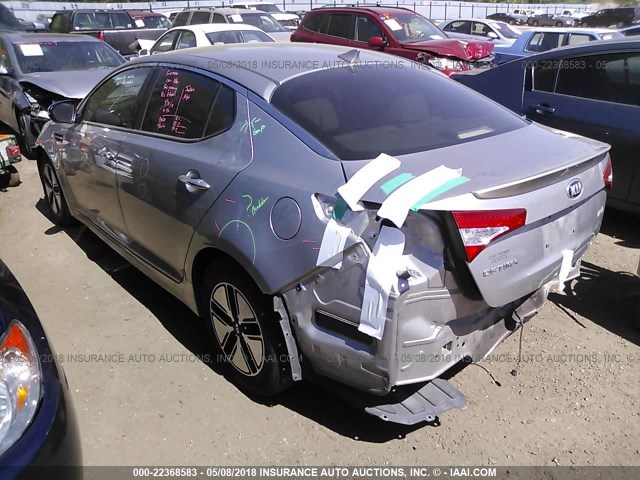 KNAGM4ADXD5039082 - 2013 KIA OPTIMA HYBRID SILVER photo 3