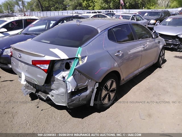 KNAGM4ADXD5039082 - 2013 KIA OPTIMA HYBRID SILVER photo 4