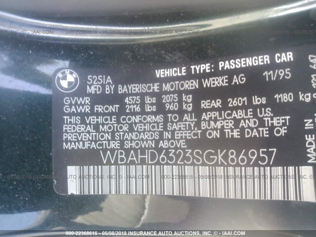 WBAHD6323SGK86957 - 1995 BMW 525 I AUTOMATIC Navy photo 9