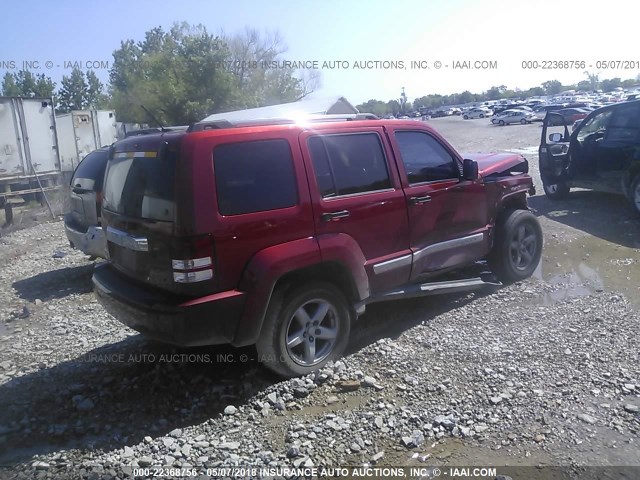 1J4PN5GK5AW120308 - 2010 JEEP LIBERTY LIMITED RED photo 4