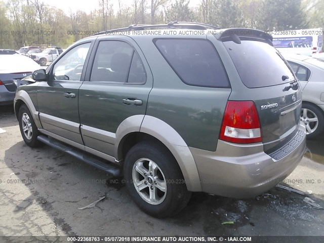 KNDJD733155338413 - 2005 KIA SORENTO EX/LX GREEN photo 3