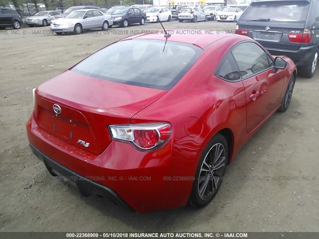 JF1ZNAA12D1707645 - 2013 TOYOTA SCION FR-S RED photo 4