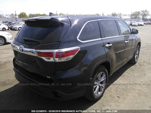 5TDBKRFH1ES014448 - 2014 TOYOTA HIGHLANDER LE/LE PLUS BLACK photo 4