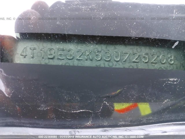 4T1BE32K53U725208 - 2003 TOYOTA CAMRY LE/XLE/SE GRAY photo 9