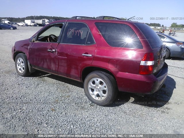2HNYD18612H501820 - 2002 ACURA MDX TOURING RED photo 3