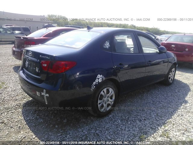 KMHDU46D59U799329 - 2009 HYUNDAI ELANTRA GLS/SE BLUE photo 4