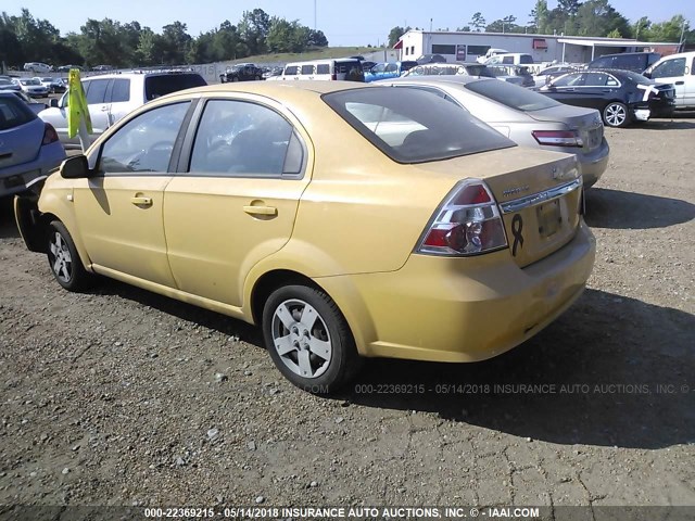 KL1TD56647B162567 - 2007 CHEVROLET AVEO LS YELLOW photo 3