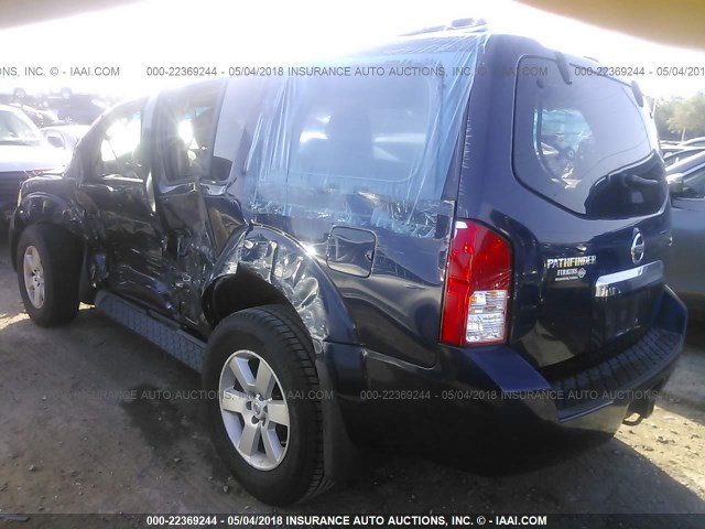 5N1AR18U08C600661 - 2008 NISSAN PATHFINDER S/LE/SE BLUE photo 3