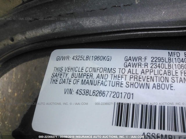 4S3BL626677201701 - 2007 SUBARU LEGACY 2.5I LIMITED GRAY photo 9