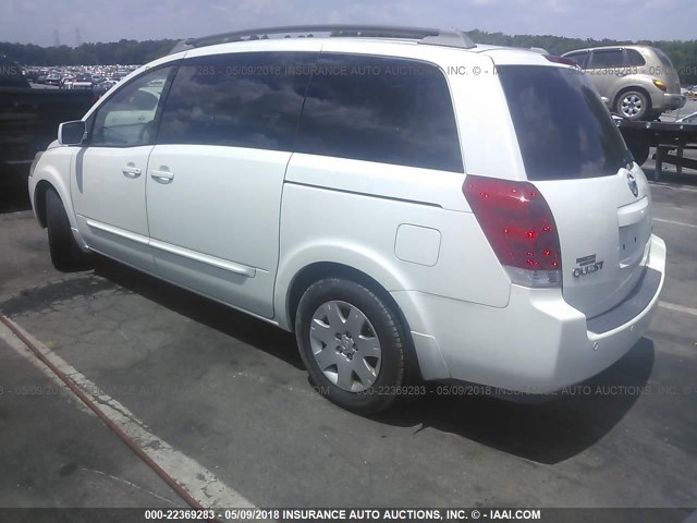 5N1BV28U25N117260 - 2005 NISSAN QUEST S/SE/SL WHITE photo 3