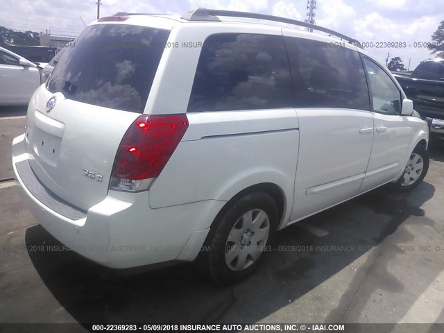 5N1BV28U25N117260 - 2005 NISSAN QUEST S/SE/SL WHITE photo 4