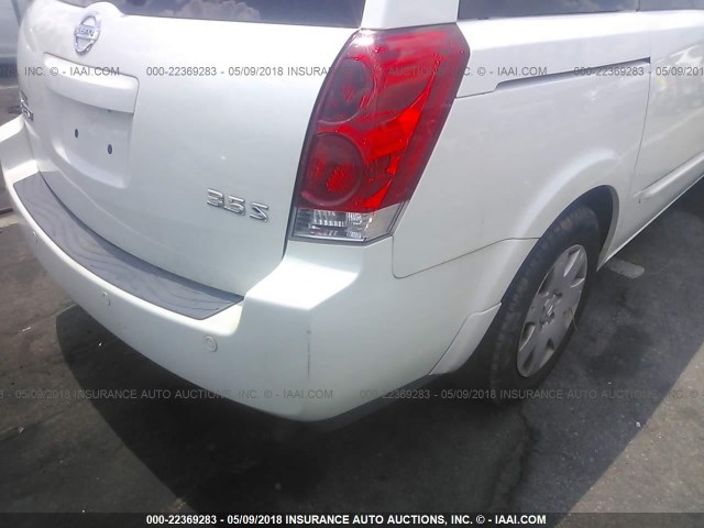 5N1BV28U25N117260 - 2005 NISSAN QUEST S/SE/SL WHITE photo 6