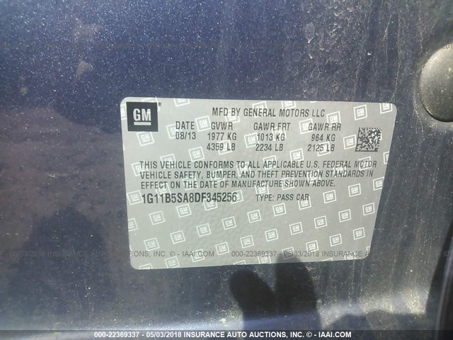 1G11B5SA8DF345256 - 2013 CHEVROLET MALIBU LS 蓝色 照片 9