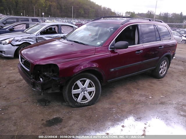 YV1CZ911451171988 - 2005 VOLVO XC90 T6 MAROON photo 2