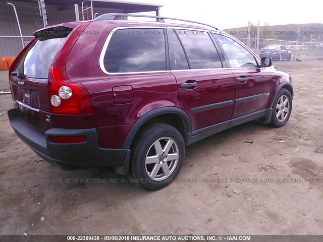 YV1CZ911451171988 - 2005 VOLVO XC90 T6 MAROON photo 4