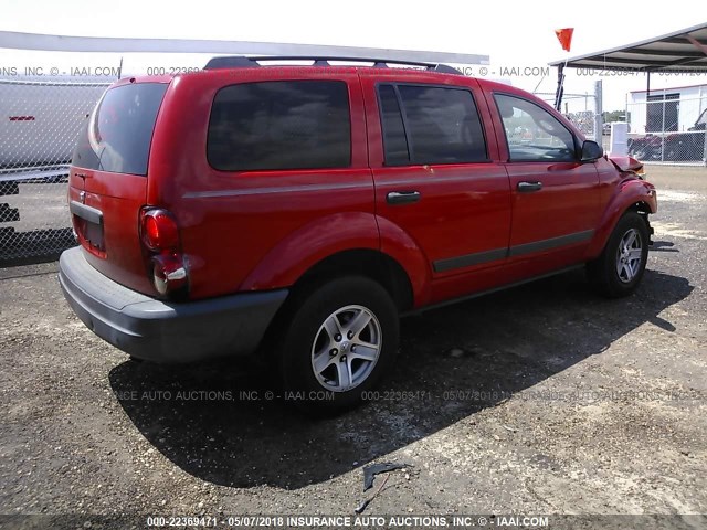 1D4HB38N76F123978 - 2006 DODGE DURANGO SXT RED photo 4