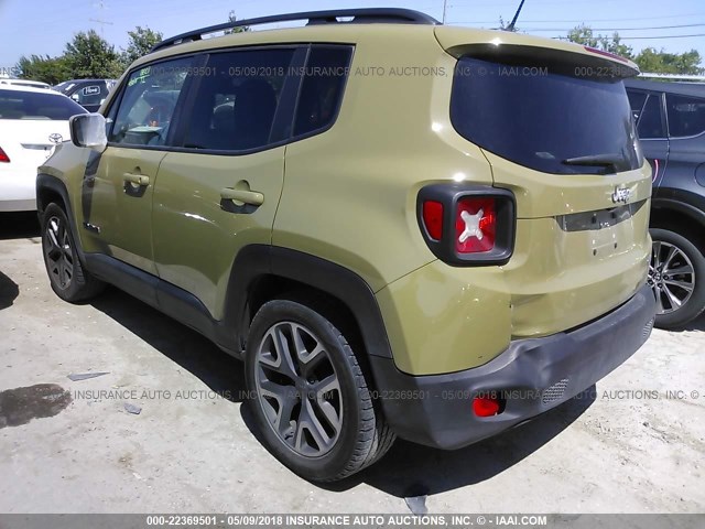 ZACCJABT4FPB31538 - 2015 JEEP RENEGADE LATITUDE GREEN photo 3