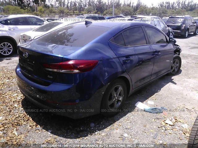 5NPD94LA3HH071940 - 2017 HYUNDAI ELANTRA ECO BLUE photo 4