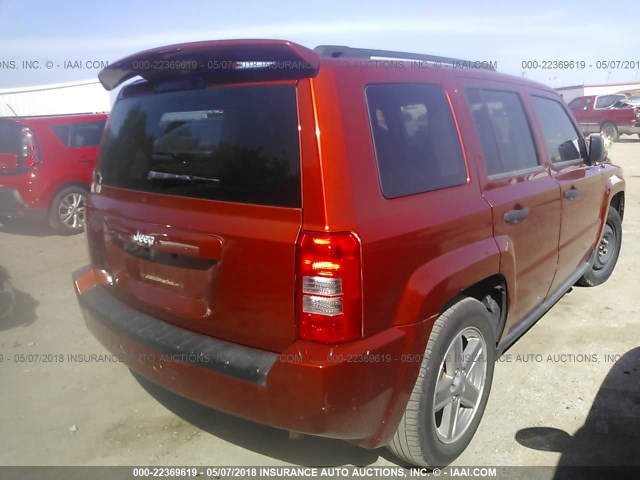 1J8FT28W38D576183 - 2008 JEEP PATRIOT SPORT ORANGE photo 4