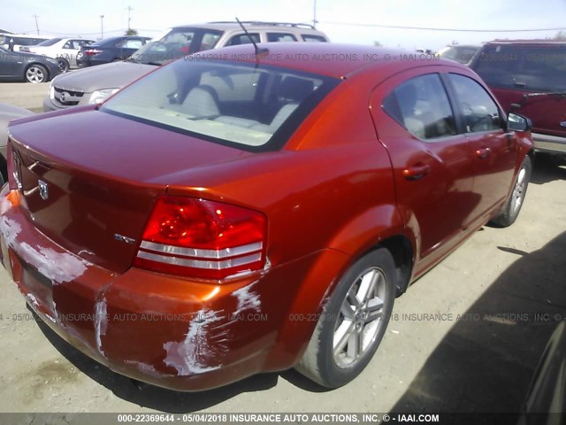 1B3LC56J48N160058 - 2008 DODGE AVENGER SXT ORANGE photo 4