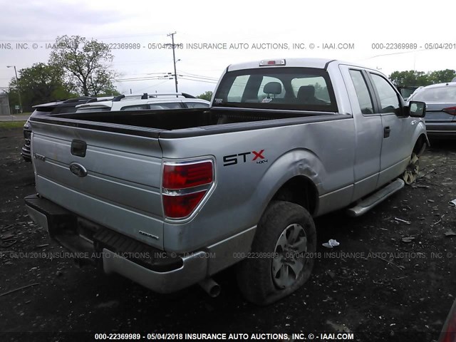 1FTFX1EFXDFD03833 - 2013 FORD F150 SUPER CAB SILVER photo 4