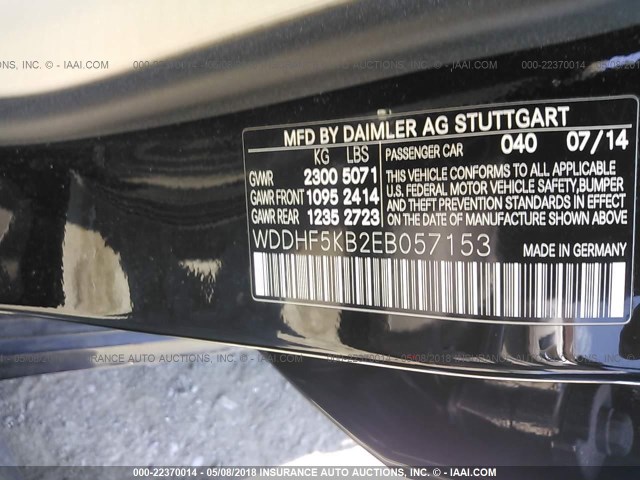 WDDHF5KB2EB057153 - 2014 MERCEDES-BENZ E 350 BLACK photo 9