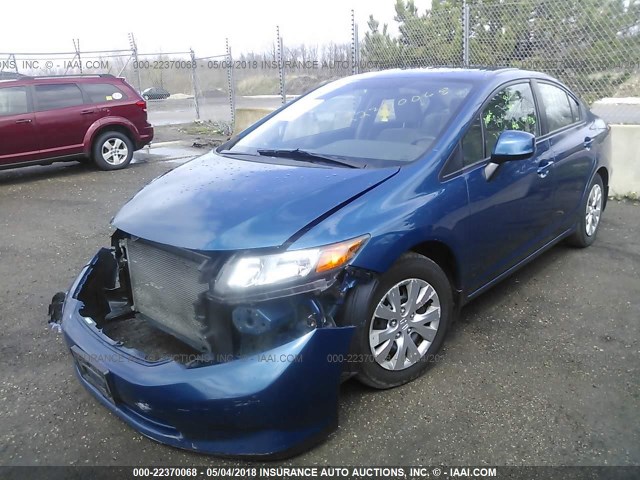 19XFB2F55CE031646 - 2012 HONDA CIVIC LX Կապույտ լուսանկար 2