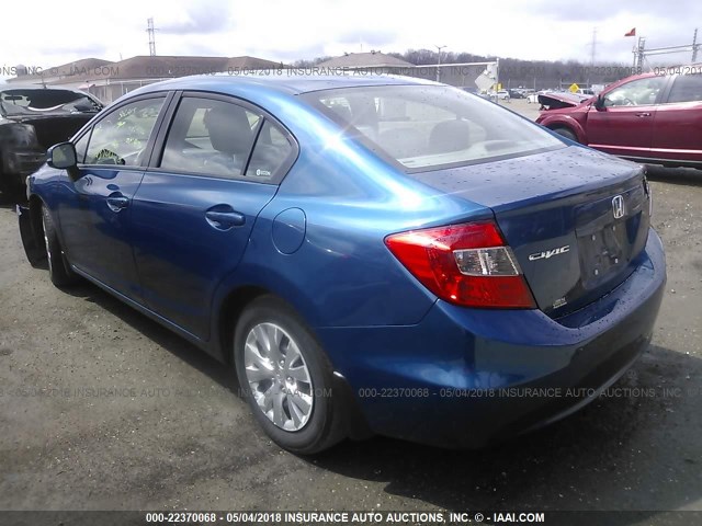 19XFB2F55CE031646 - 2012 HONDA CIVIC LX Կապույտ լուսանկար 3