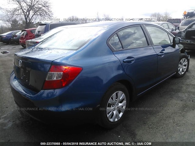 19XFB2F55CE031646 - 2012 HONDA CIVIC LX Կապույտ լուսանկար 4