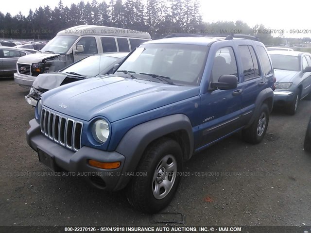 1J4GL48K54W168779 - 2004 JEEP LIBERTY SPORT BLUE photo 2