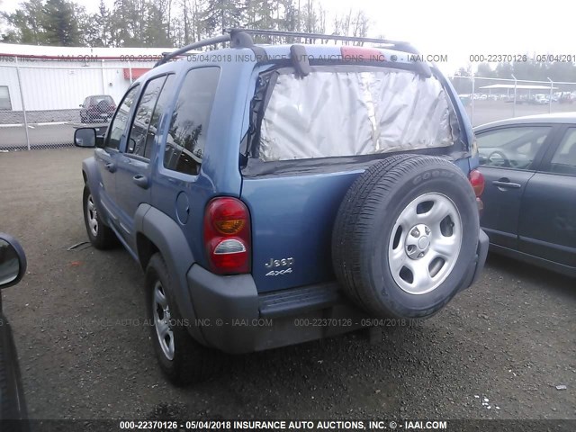 1J4GL48K54W168779 - 2004 JEEP LIBERTY SPORT 蓝色 照片 3