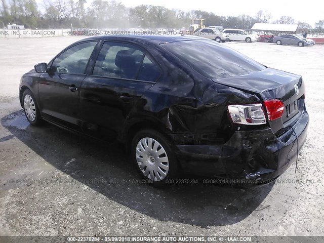 3VW1K7AJ0CM348877 - 2012 VOLKSWAGEN JETTA S BLACK photo 3