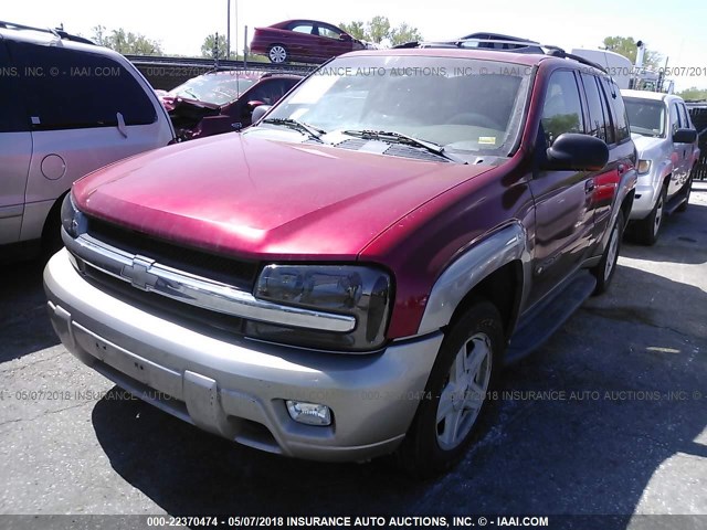 1GNDT13S522491160 - 2002 CHEVROLET TRAILBLAZER  MAROON photo 2