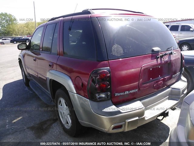 1GNDT13S522491160 - 2002 CHEVROLET TRAILBLAZER  MAROON photo 3