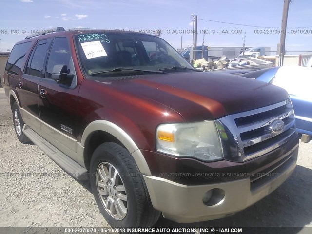 1FMFK175X7LA04749 - 2007 FORD EXPEDITION EL EDDIE BAUER MAROON photo 1