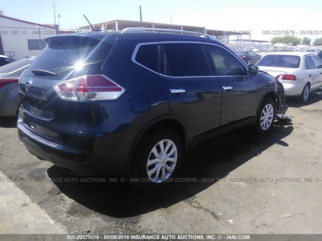 KNMAT2MT5GP673704 - 2016 NISSAN ROGUE S/SL/SV BLUE photo 4