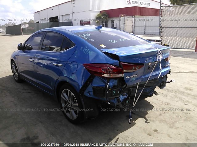 KMHD84LF3HU311097 - 2017 HYUNDAI ELANTRA SE/VALUE/LIMITED BLUE photo 3