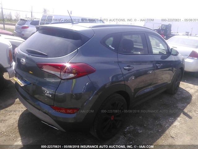 KM8J3CA24HU480315 - 2017 HYUNDAI TUCSON LIMITED/SPORT AND ECO/SE GRAY photo 4