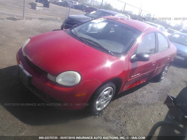 1B3ES46CX1D197022 - 2001 DODGE NEON SE/ES RED photo 2