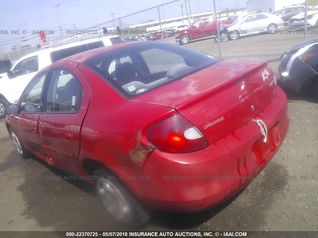 1B3ES46CX1D197022 - 2001 DODGE NEON SE/ES RED photo 3