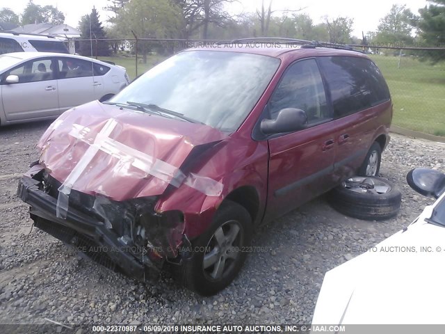 1D4GP45R36B573841 - 2006 DODGE CARAVAN SXT RED photo 2